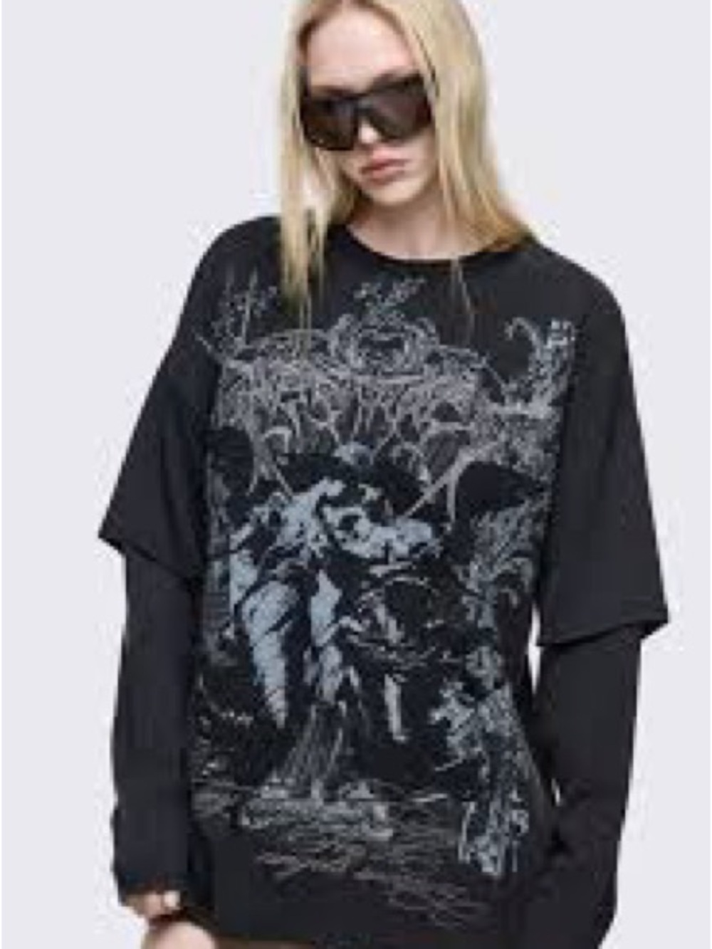 Minga London Dark Renaissance Double Sleeve T-Shirt NWT M Gothic Y2K